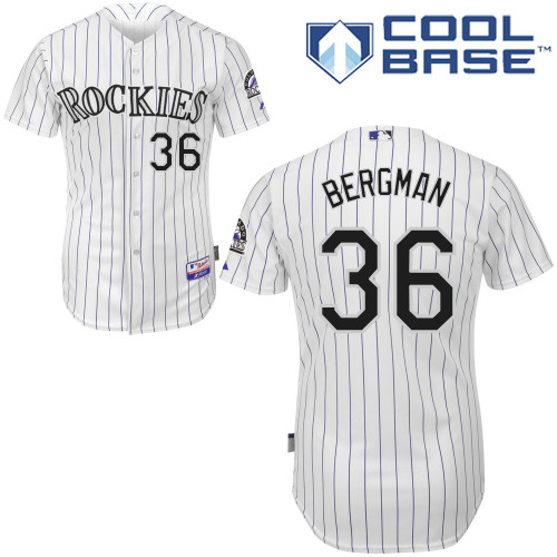 Christian Bergman #36 MLB Jersey-Colorado Rockies Men's Authentic Home White Cool Base Baseball Jersey
